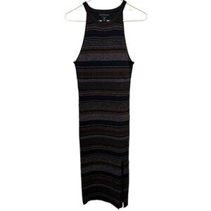 House Of Harlow 1960 Womens Striped Knit Midi Dress Black/Brown Size S